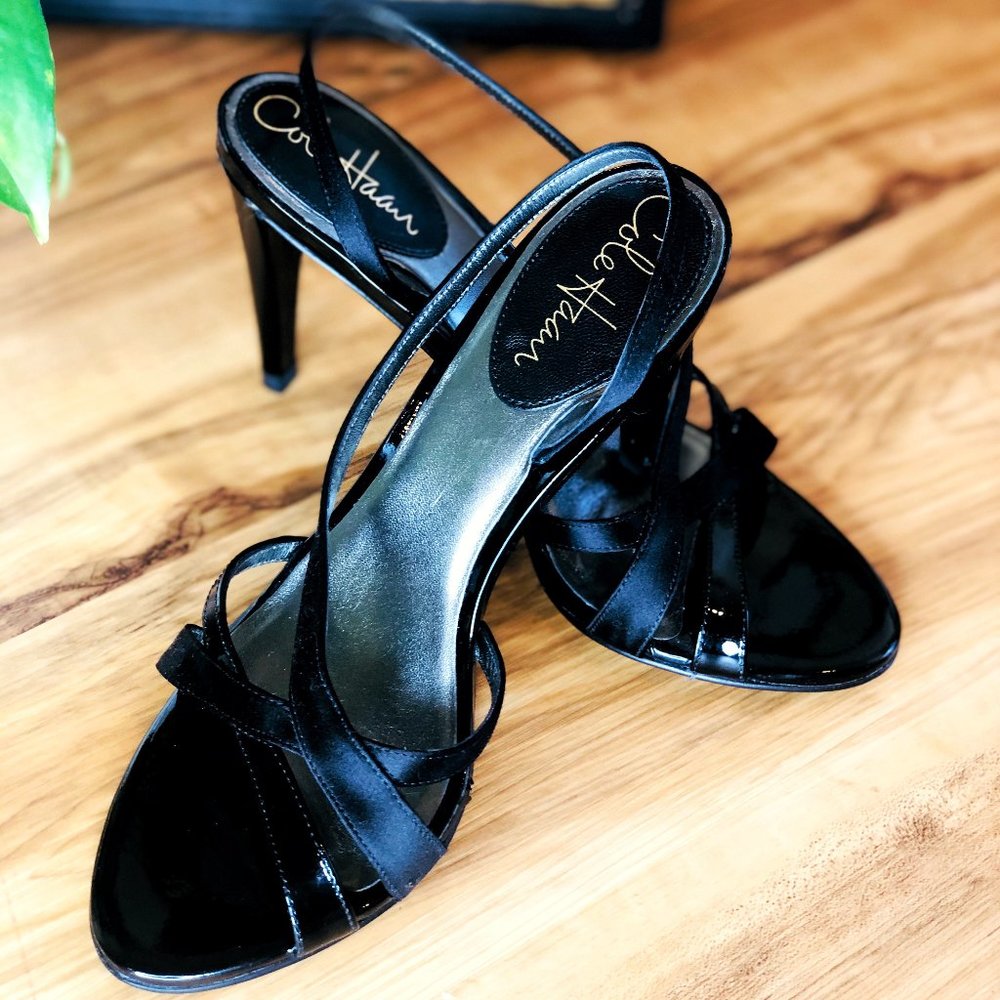 Cole Haan Black Strappy Heel Sandals size 7.5 Mint